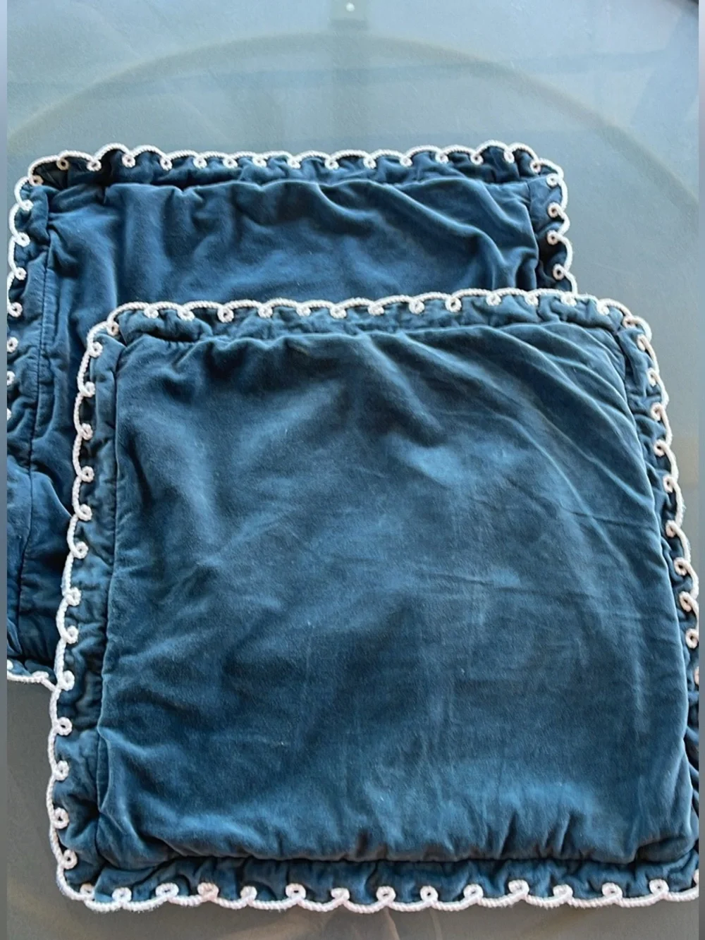 Teal Pillow Covers with White Trim